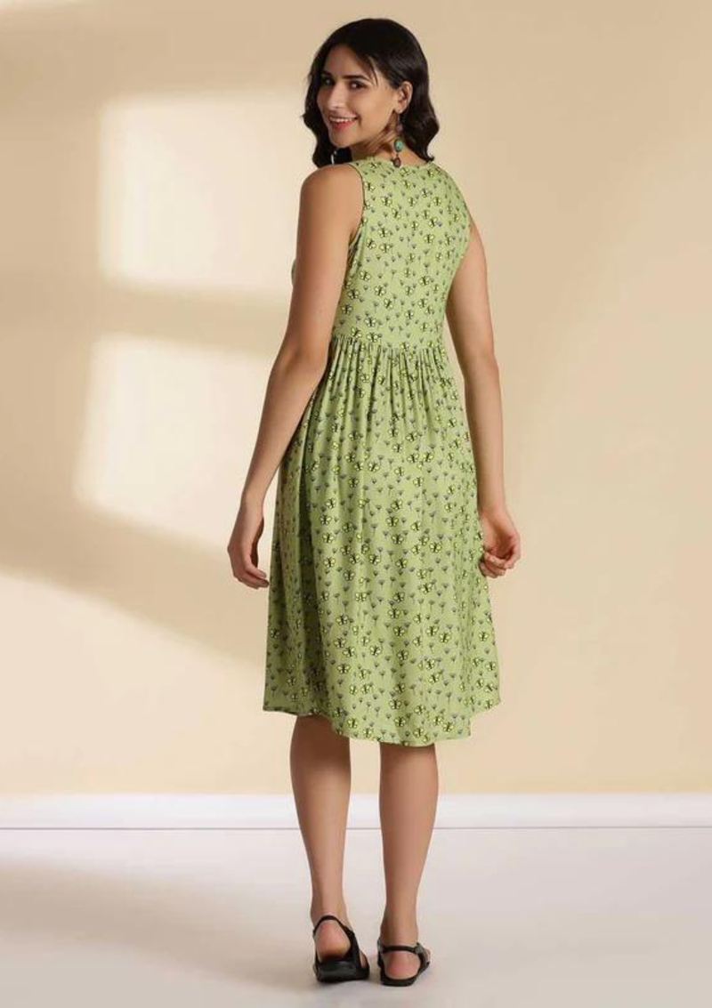 Retro Printed A-line Dress
