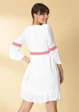 Adhara - Sassy White Dress with elegant Embroidery