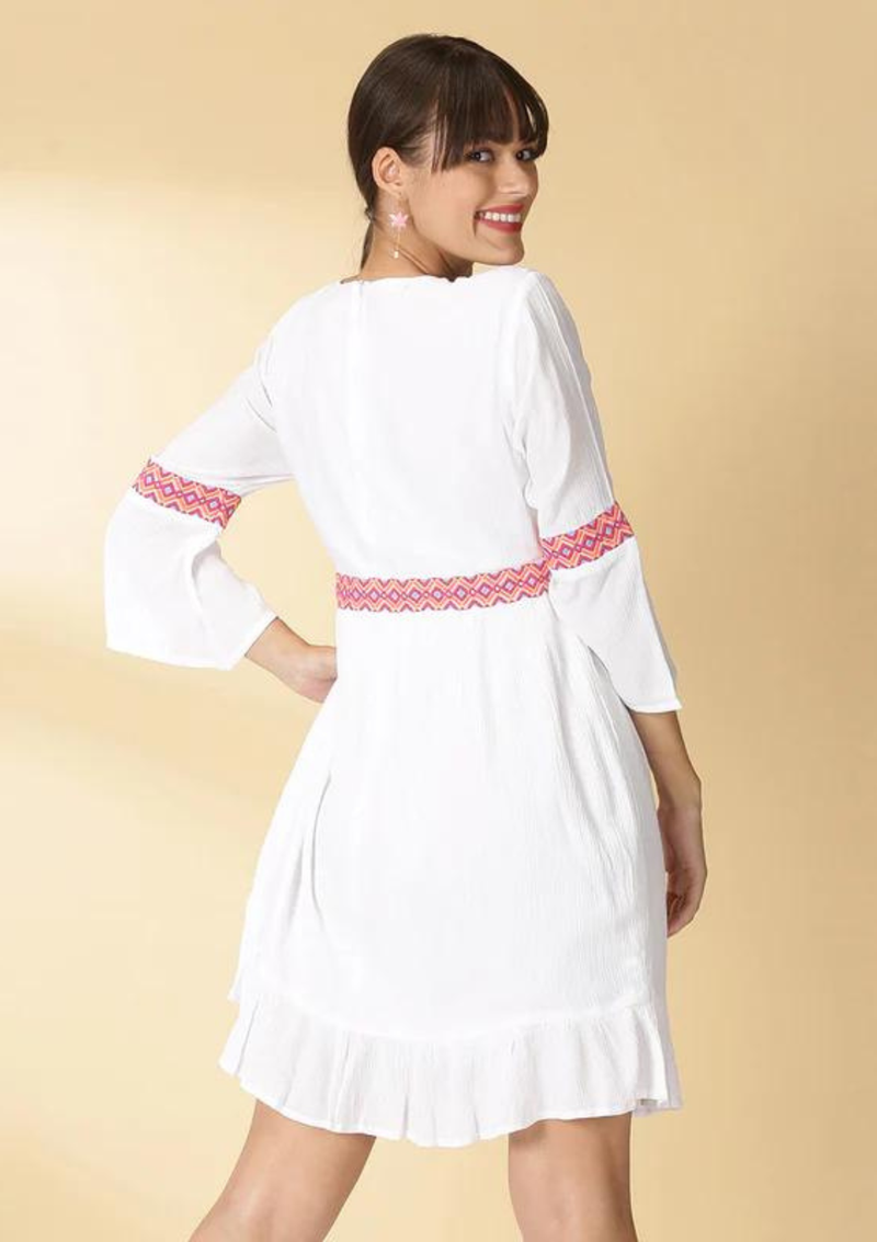 Buy Adhara Sassy White Dress With Embroidery Online IshqMe