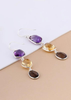 Silver Multicolour Stone Earrings - Amethyst, Citrine and Smokey Topaz