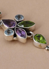 Silver Multi Stone Earring - Blue topaz, Peridot and Amethyst