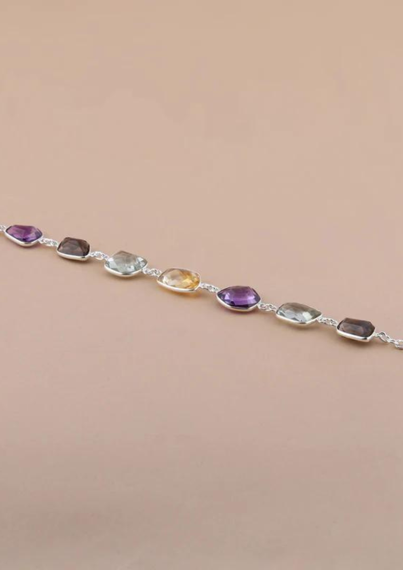 Silver Bracelet with natural gemstones