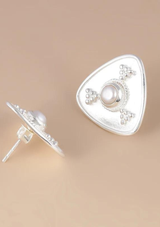 Triangular Pearl Stud Earrings