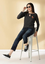 Cold Shoulder Printed T-Shirt