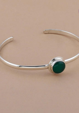 Silver Bracelet With Green Onyx Stone