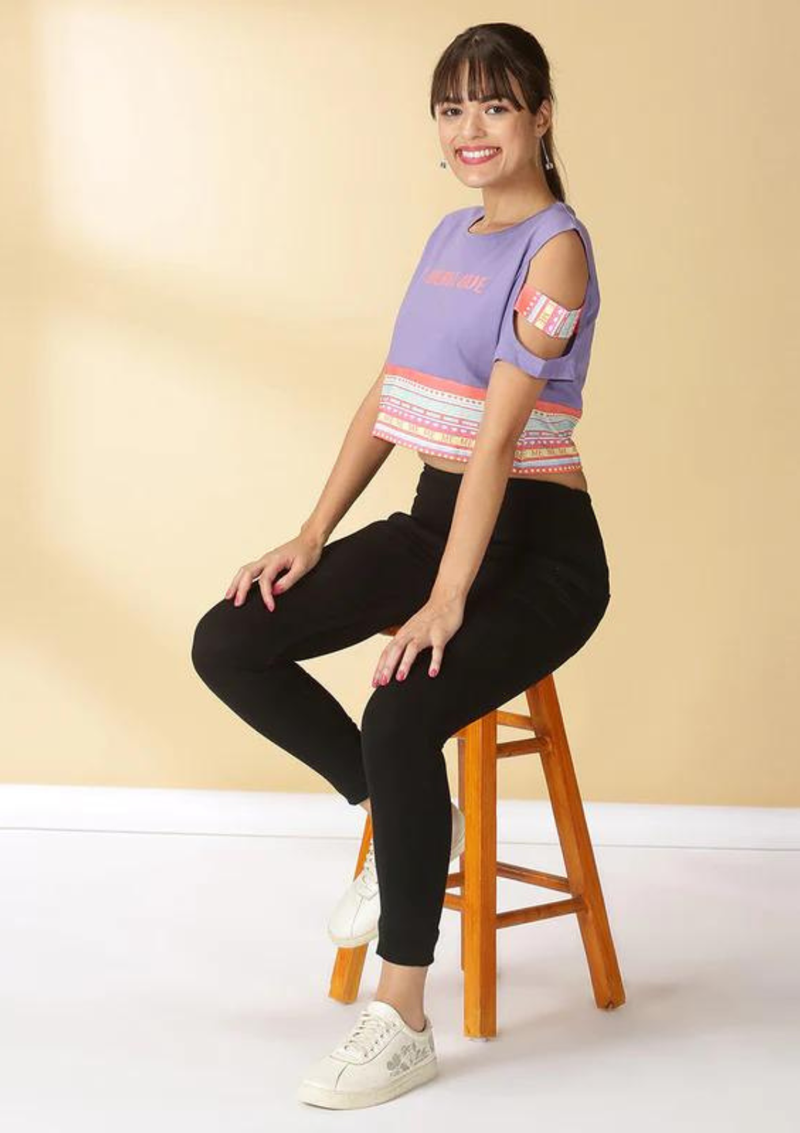Slashed Sleeve Crop Top