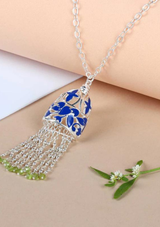 Silver Blue Enamel Necklace