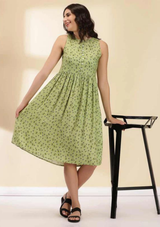 Retro Printed A-line Dress