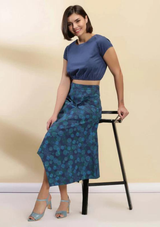 Retro Printed Crop Top and Skirt