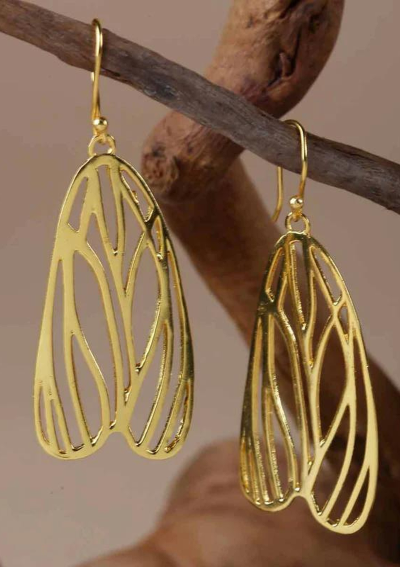 gold butterfly earrings dangle