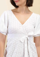 Schiffli Embroidered Overlap Dress