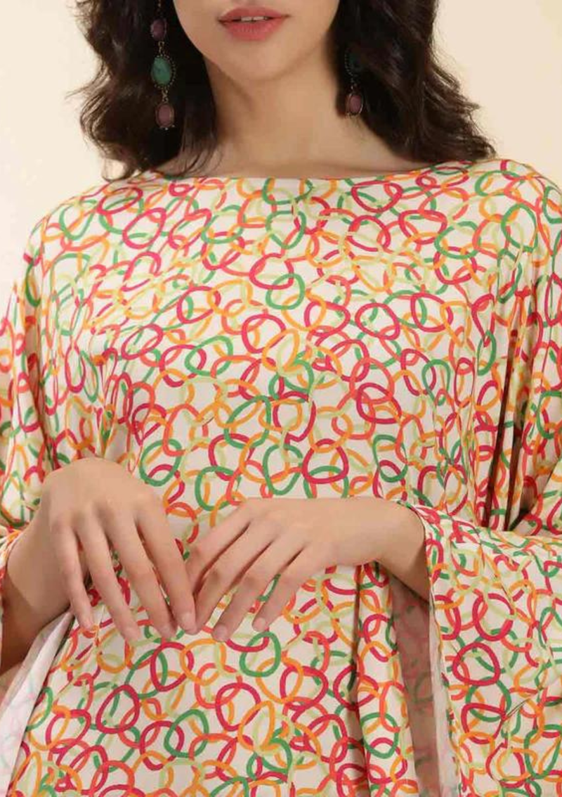 Retro Printed Kaftan Dress