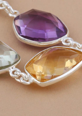 Silver Bracelet with natural gemstones