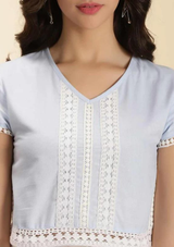 LACED TOP CO-ORDS, blue lace co ord