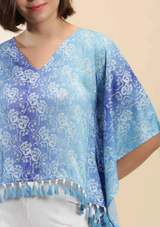 Printed Kaftan Top, blue kaftan top