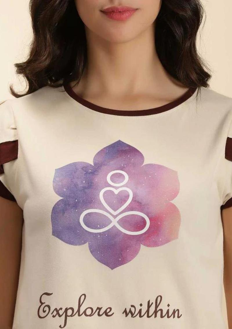 womens petal sleeve top, Printed Petal Sleeve T-shirt