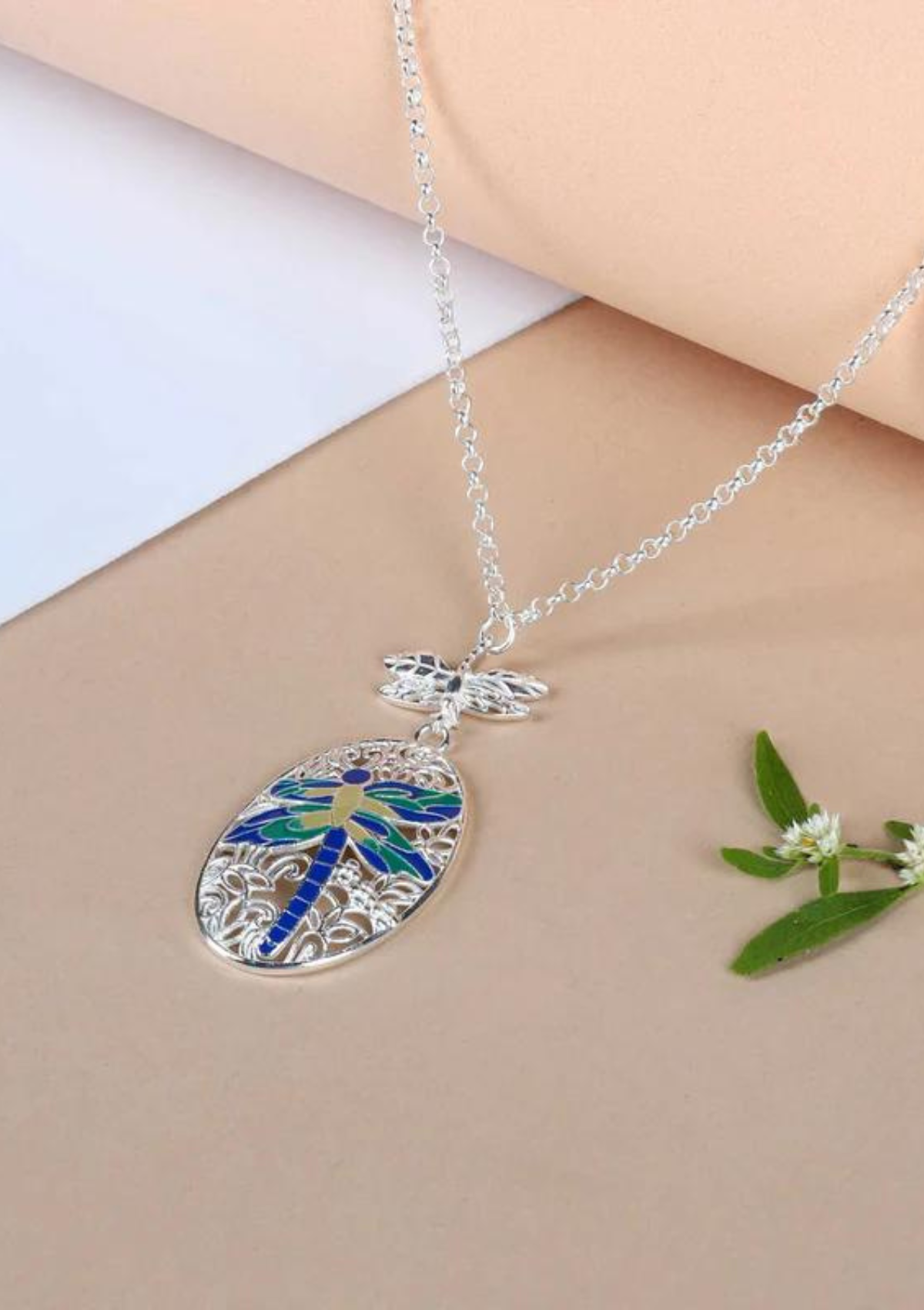 Dragonfly Pendant Silver Necklace