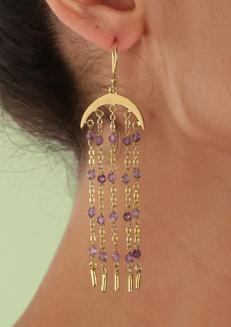 Amethyst Beads Earring