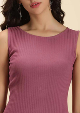Burgundy Ribbed dress with Side Slit