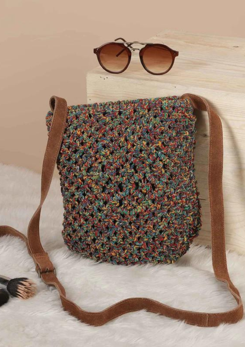 Multi-Coloured Macrame Sling Bag