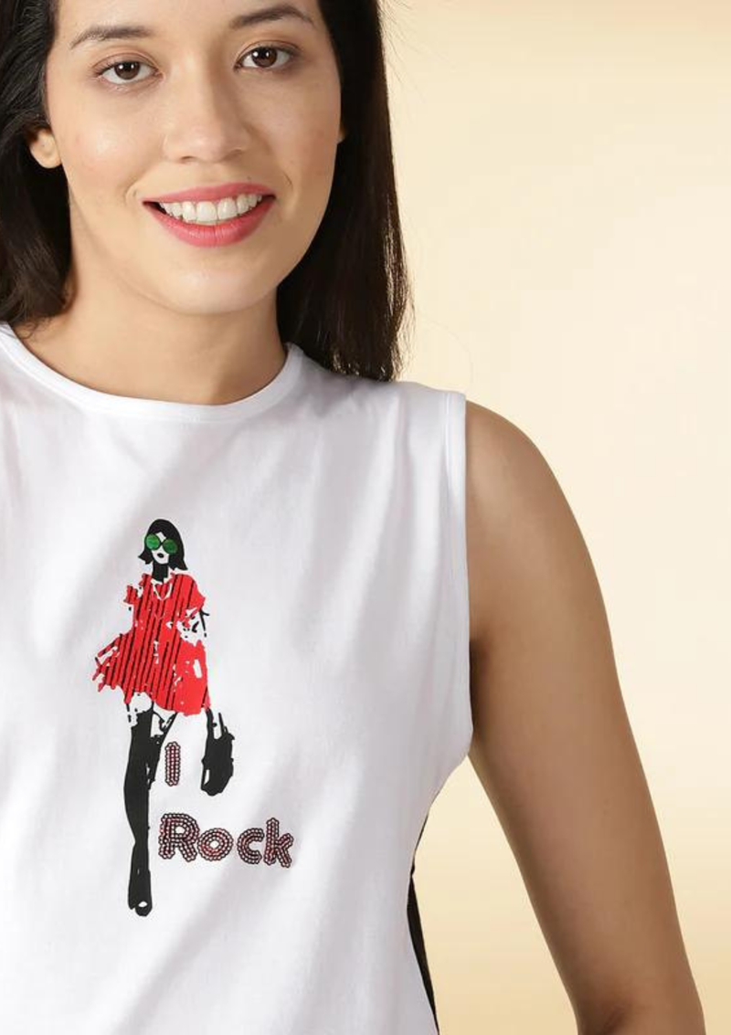 black and white sleeveless shirt, black and white sleeveless top