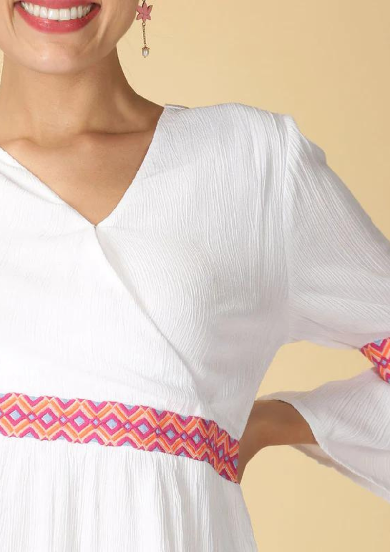 Adhara - Sassy White Dress with elegant Embroidery