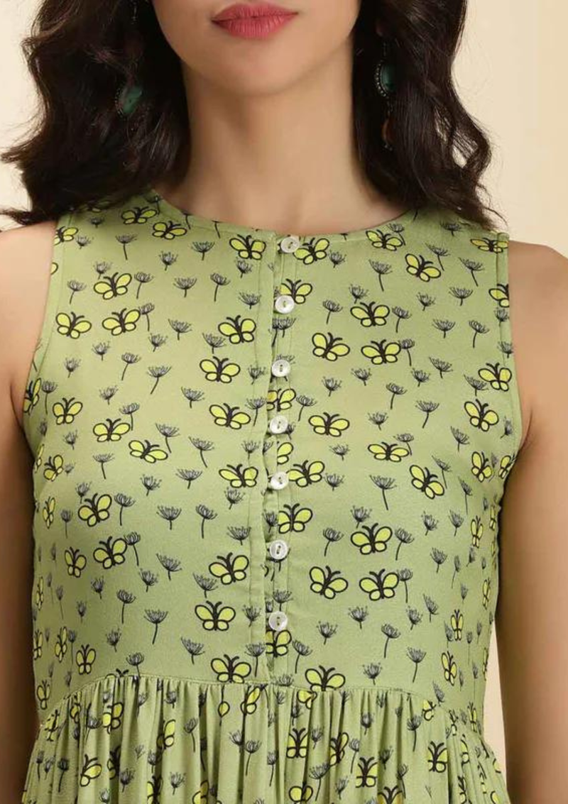 Retro Printed A-line Dress