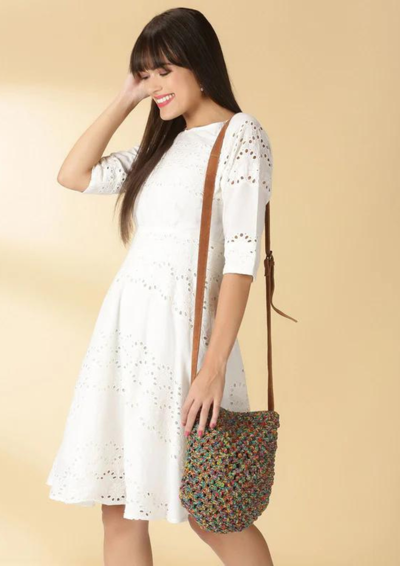 Multi-Coloured Macrame Sling Bag