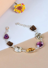 Silver Bracelet with natural gemstones