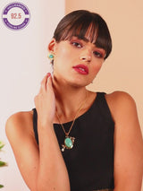 Turquoise and Pearl Studded Pendant