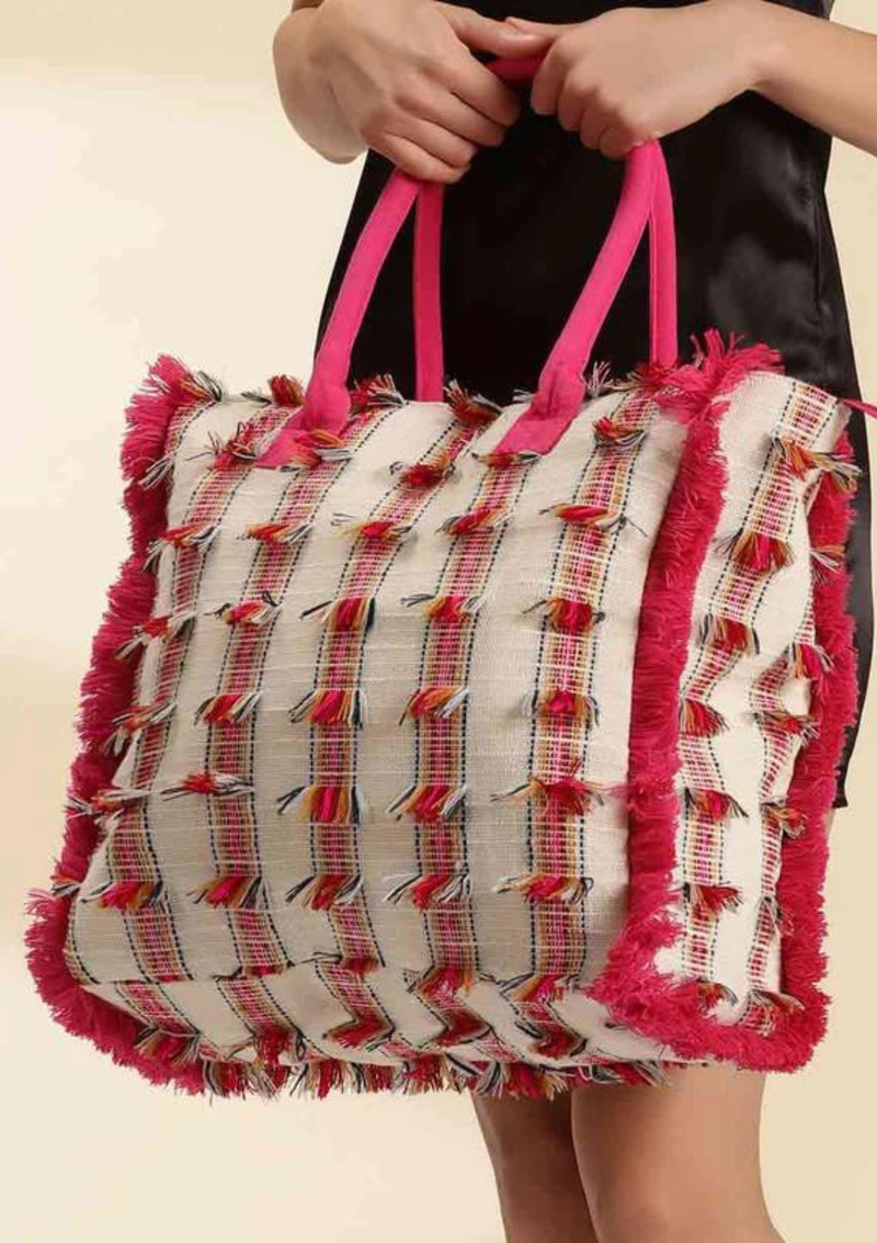 Acrylic Fringed Handcrafted Tote Bag