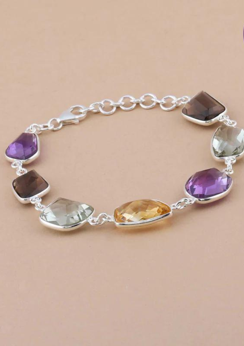 Silver Bracelet with natural gemstones