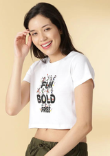 Graphic Print Crop Top, black printed crop top