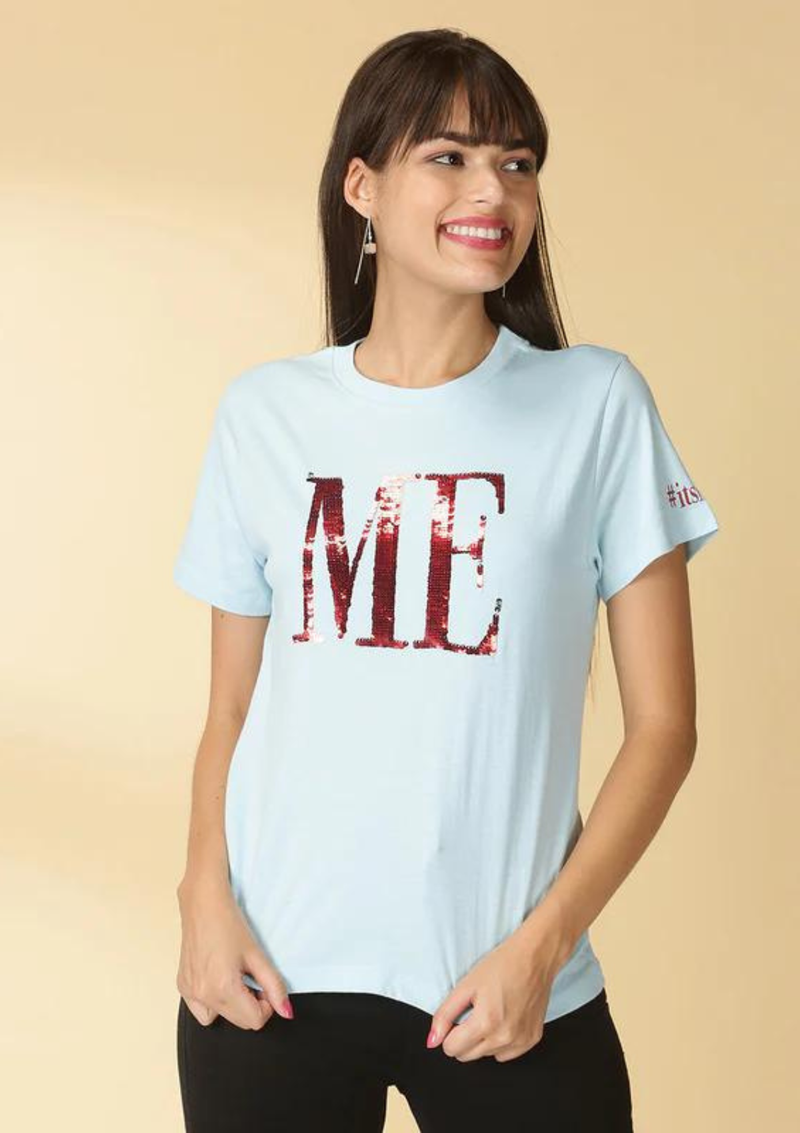 blue sequin t shirt, blue sequin tops