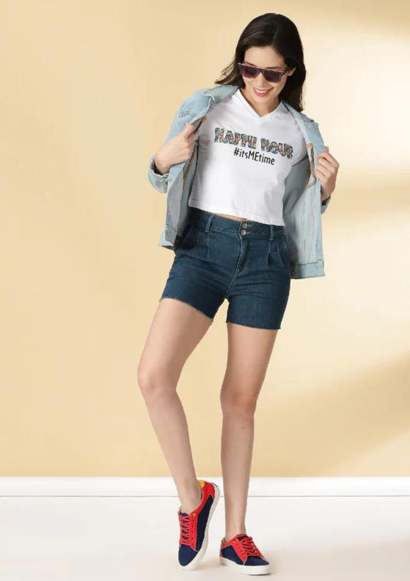 Happy Hour V Neck Crop Top