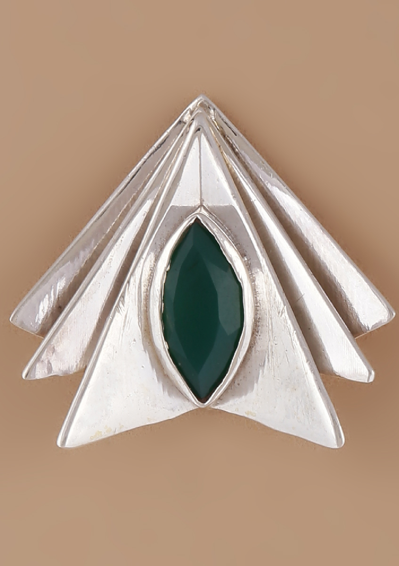 Green Onyx Layered Statement Stud