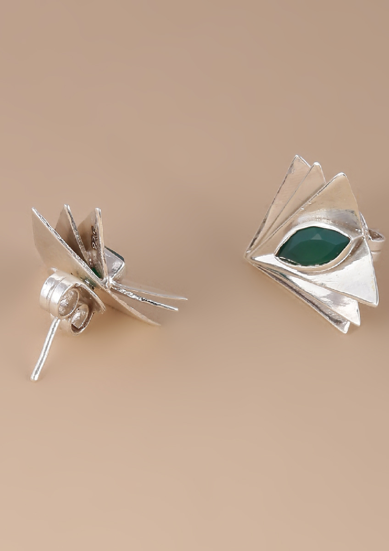 Green Onyx Layered Statement Stud