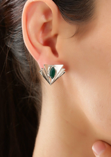 Green Onyx Layered Statement Stud