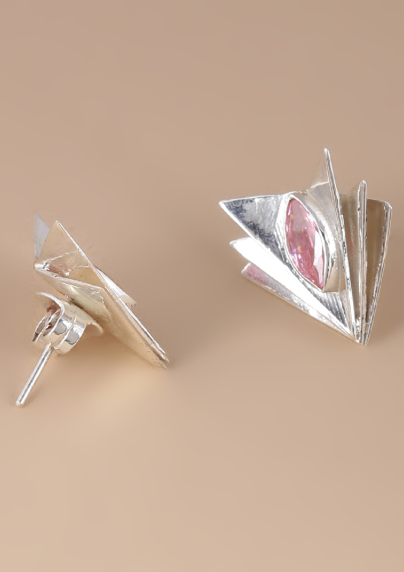 Layered Pink Cubic Zirconia Stud