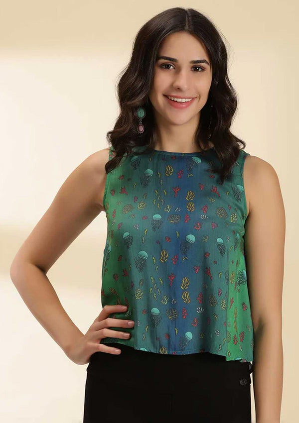 Printed Halter Neck Top