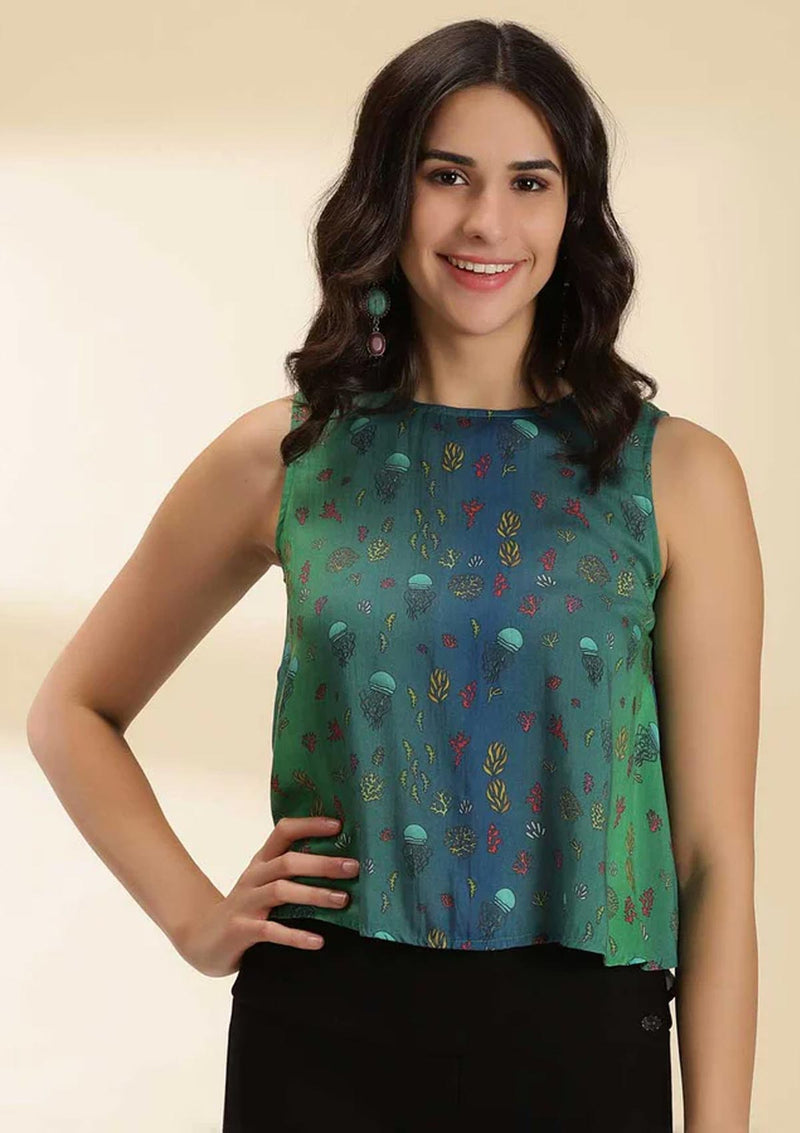 Printed Halter Neck Top