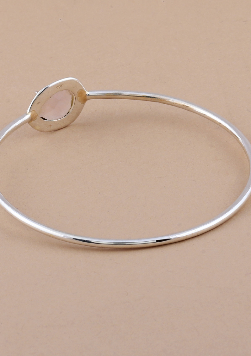 Silver Kada Rose Quartz Bracelet