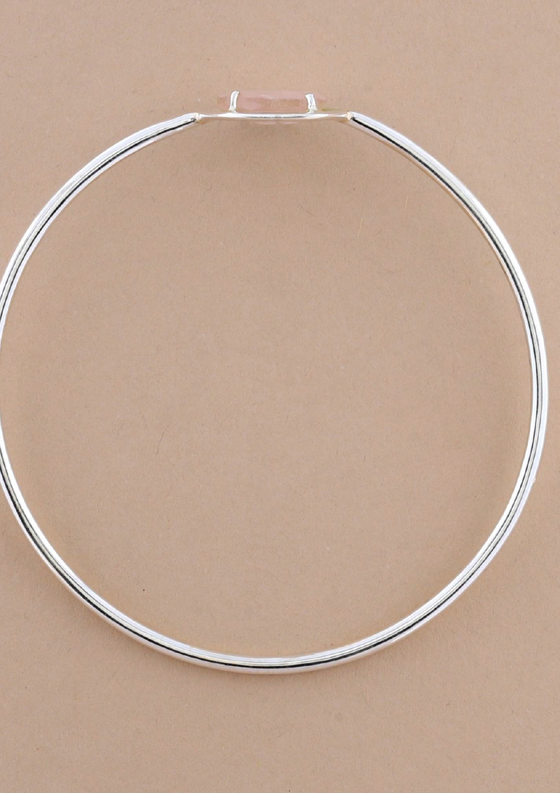 Silver Kada Rose Quartz Bracelet