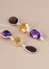 Silver Multicolour Stone Earrings - Amethyst, Citrine and Smokey Topaz