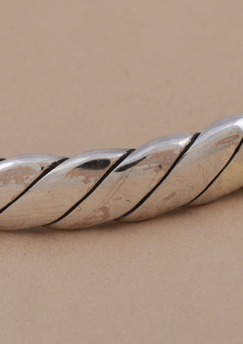 Solid Ridged Silver Bracelet