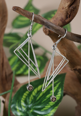 Triangle Frame Smoky Topaz Silver Dangler Earring