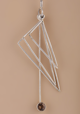 Triangle Frame Smoky Topaz Silver Dangler Earring