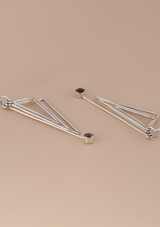 Triangle Frame Smoky Topaz Silver Dangler Earring