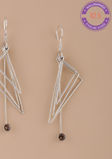 Triangle Frame Smoky Topaz Silver Dangler Earring
