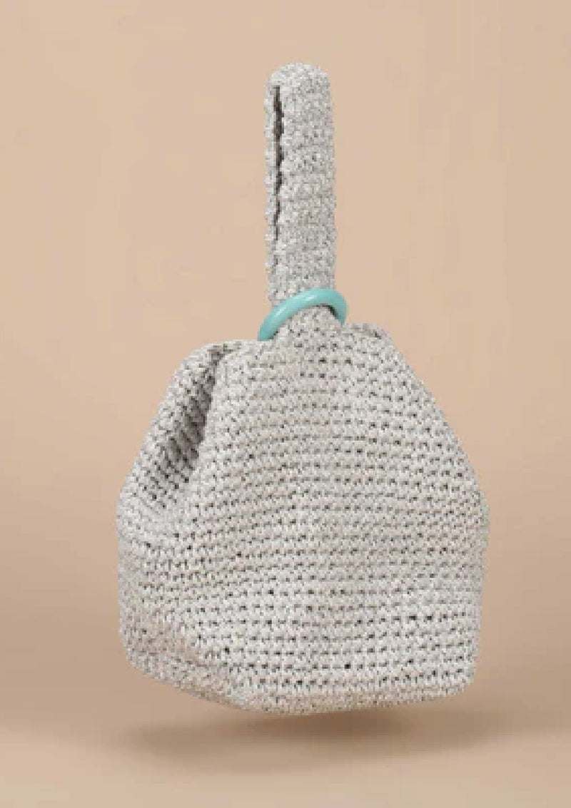 Silver Crochet Handheld Bag
